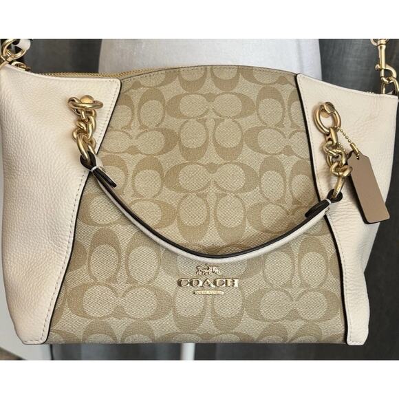 Coach Kacey Satchel Colorblock/Blocked Signature Canvas - Picture 14 of 16